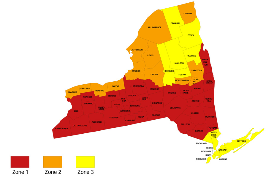Radon Map Zones - New York